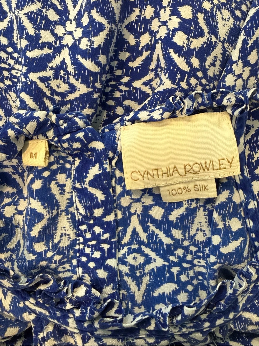 Cynthia Rowley Blue and White Halter Neck Silk Tank Top Medium - Picture 6 of 6